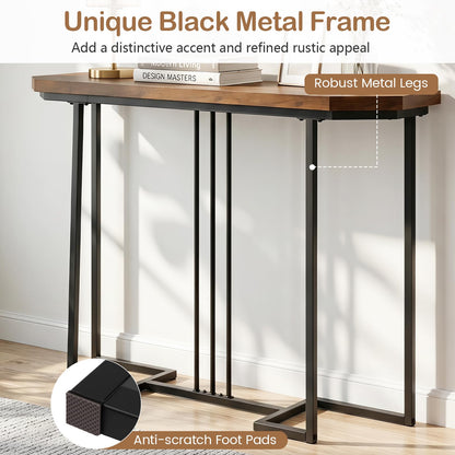 110 CM Narrow Entryway Table with Faux Marble Top for Living Room
