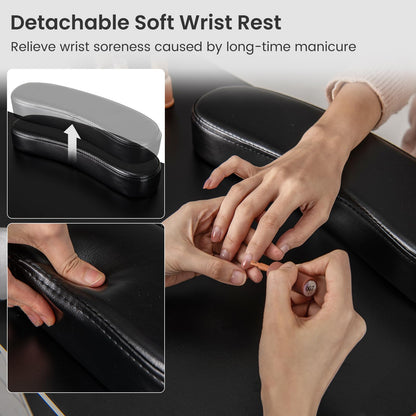 Manicure Table with 8 Metal Legs and Wrist Pad