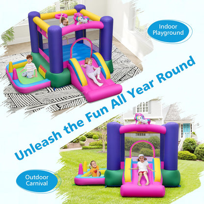 Kids Bouncy Castle, Inflatable Bounce House with Slide, Ball Pit