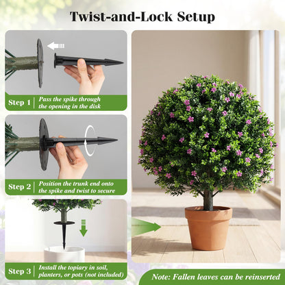 Indoor Outdoor Sun-proof Fake Floral Greenery Topiary Plants（Purple Flowers）