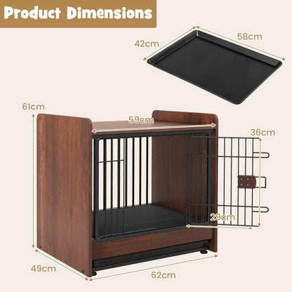 Indoor Dog Crate Furniture with Removable Tray and Lockable Door