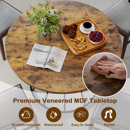 118cm Dining Table for 4-6 People, Round Kitchen Table