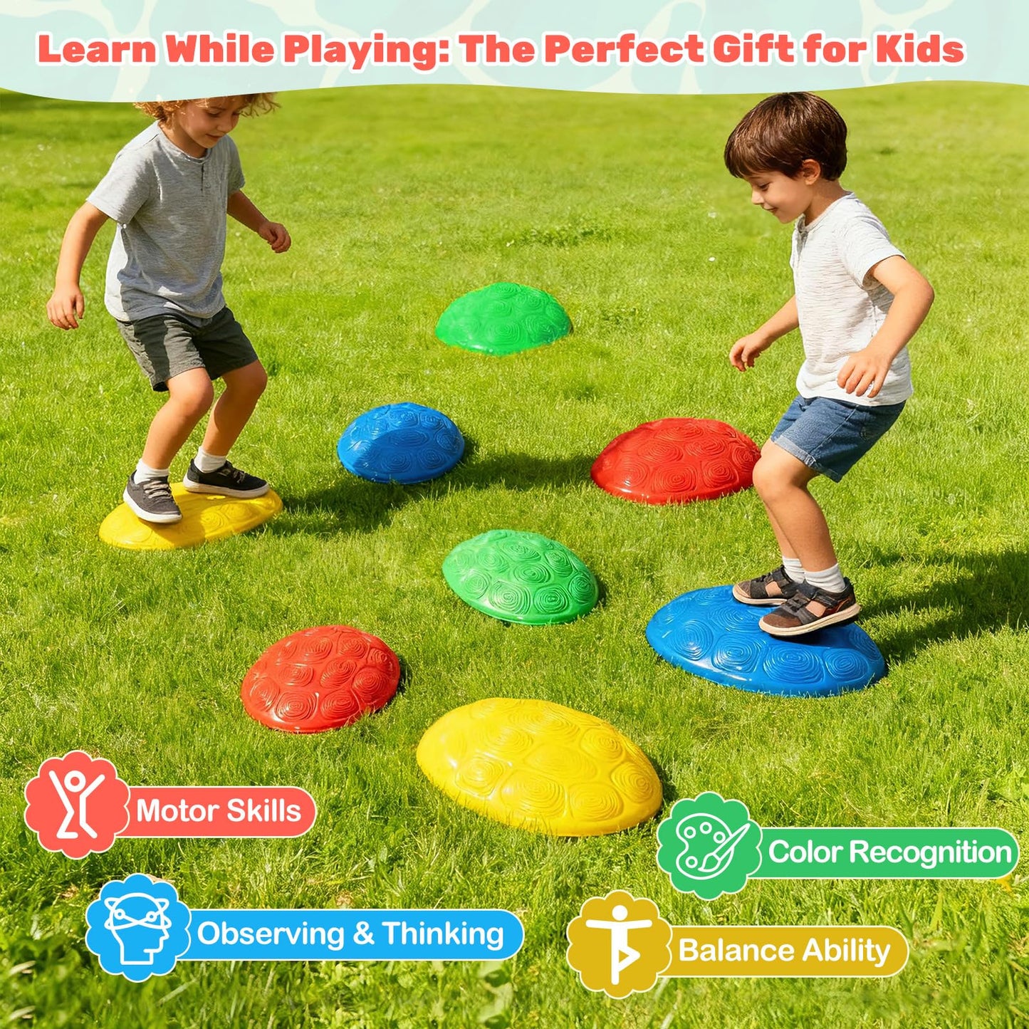 8 Pieces Non-Slip Toddler Stepping Stones for Kids Aged 3+