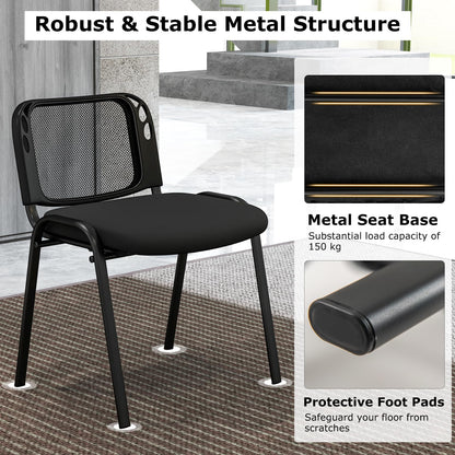 Set of 5 Stackable Waiting Room Chairs with Mesh Backrest and Waterfall Seat