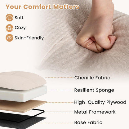 Bar Stools Set of 2 Modern Adjustable Chenille Upholstered Barstools