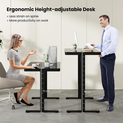 120 x 60 CM Whole-Piece Glass Standing Desk with Drawers