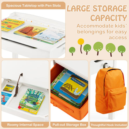 Kids Table and Chair Set with Hidden Space and Hook