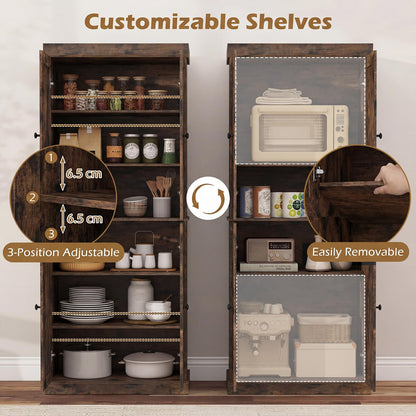 Tall Kitchen Cupboard, Pantry Storage Cabinet with 4 Doors