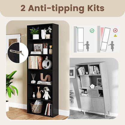 60 x 24 x 178 cm Floor Standing Book Storage Organizer with 2 Anti-tipping Kits