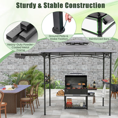 Fire Resistant Waterproof Outdoor BBQ Shelter with 2 Side Shelves