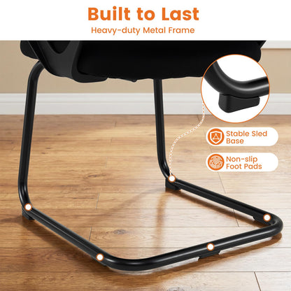 2PCS Conference Chairs, Metal Base Reception Chairs with Breathable Mesh Back