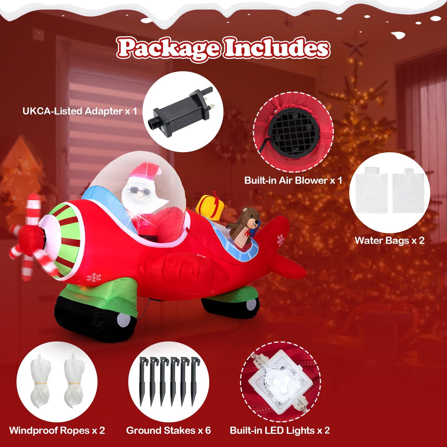 7.2 Feet Animated Inflatable Santa on Plane
