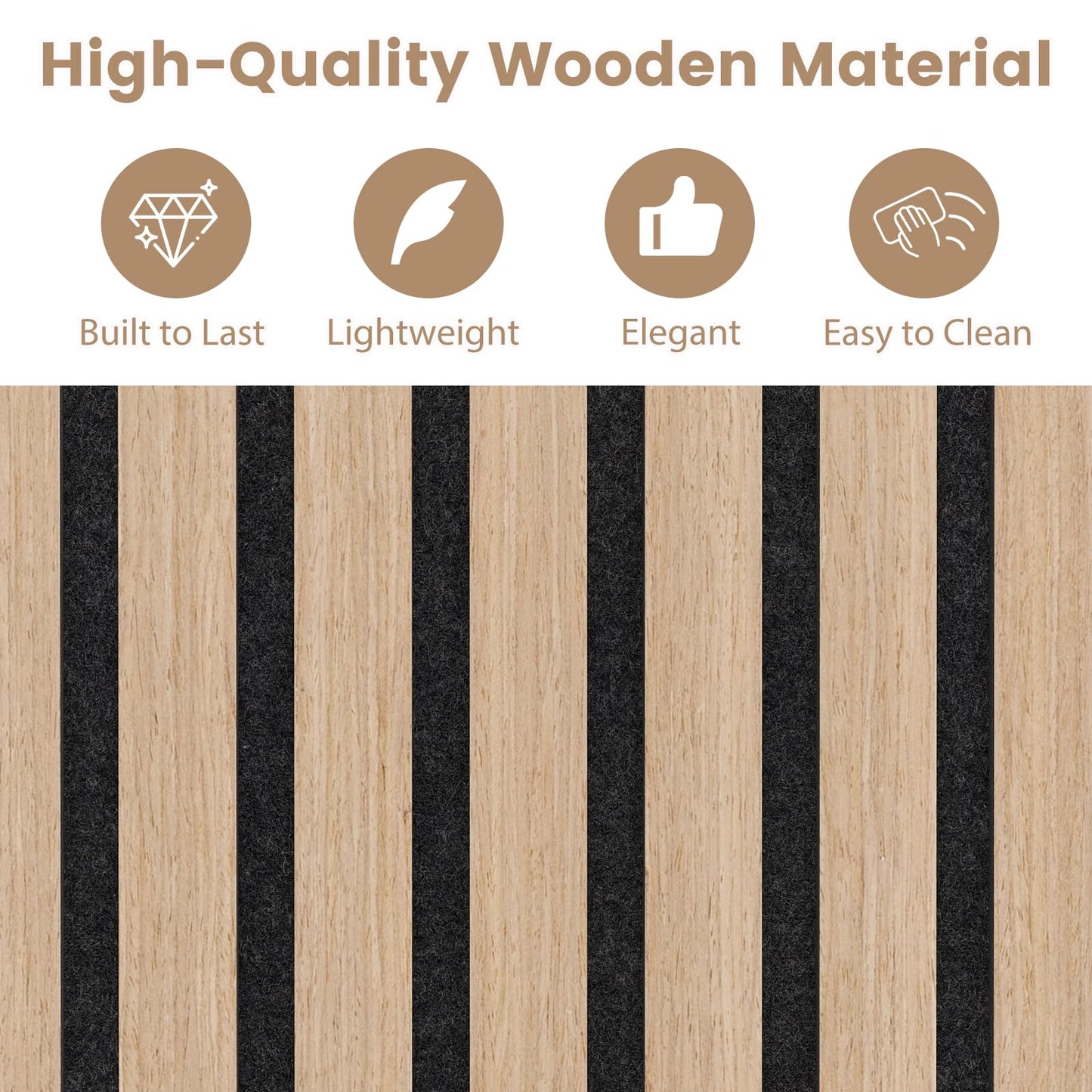 4 Pack Acoustic Panels for Walls 60 x 60 cm Sound Absorbing Panel with 15 Wooden Slats