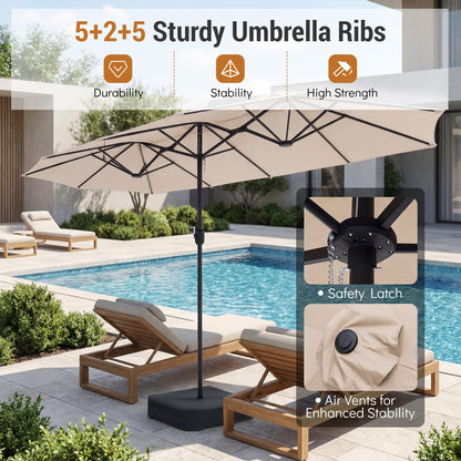 4M Double-Sided Parasol, Outdoor Extra Large Sun Umbrella with Base