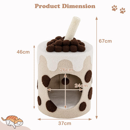 Bubble Tea Cat Tree Tower with Scratching Post