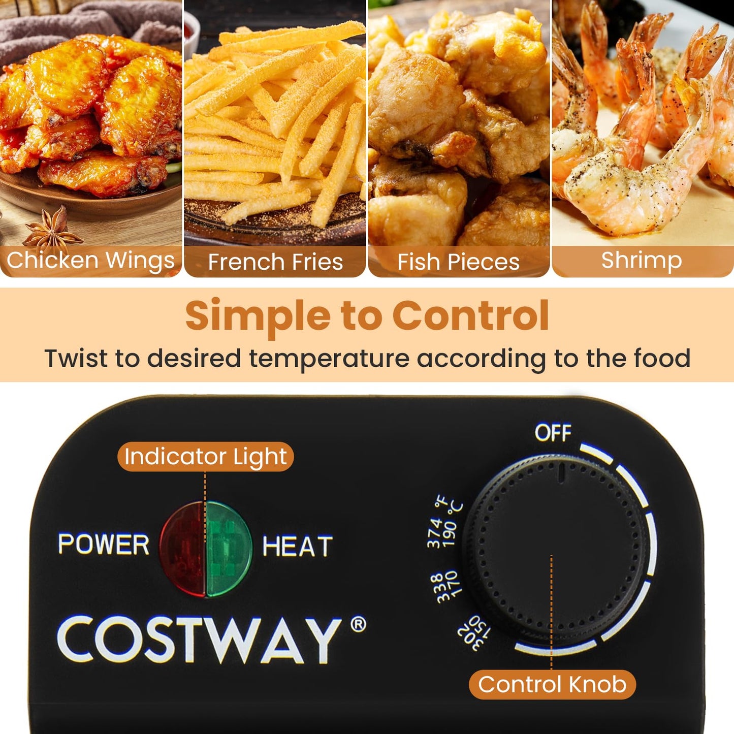 2000W Electric Deep Fryer Stainless Steel Countertop Frying Pot with 3 Baskets