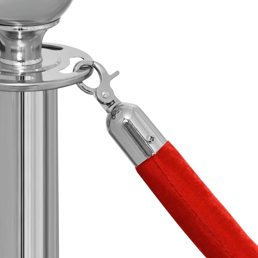 Set of 6 Queue Rope Barrier, 150cm Stanchion Rope Divider with Metal Base