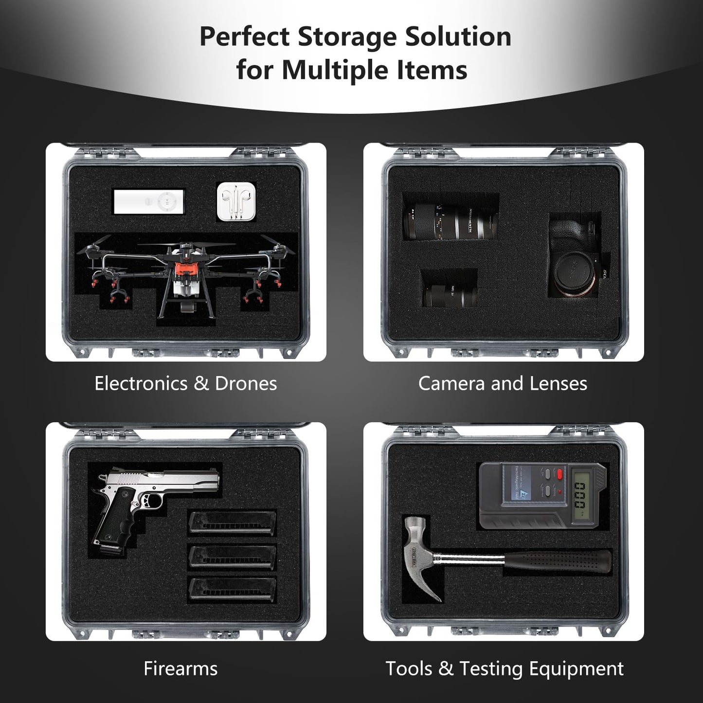 GiantexUK Waterproof Hard Case, Protective Camera Case with Customized Foam