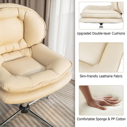 Armless Office Chair with Double Padded Back and Criss Cross Metal Base