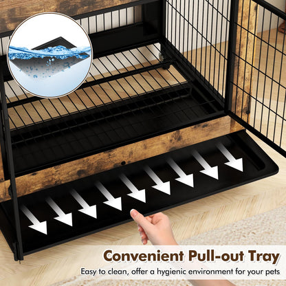 Wooden Dog Kennel Side Table with Flip-up Top