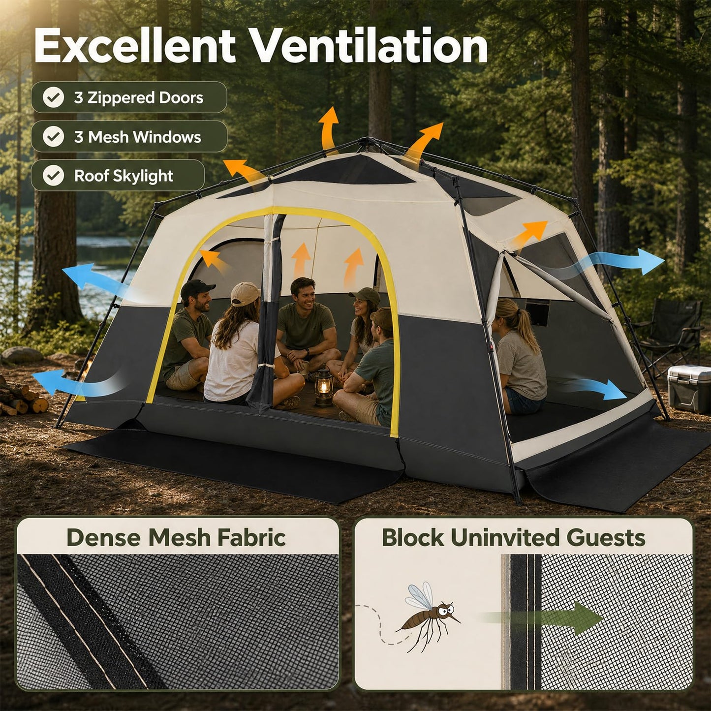 399 x 267 cm 10 Person Instant Cabin Camping Tent with Rainfly