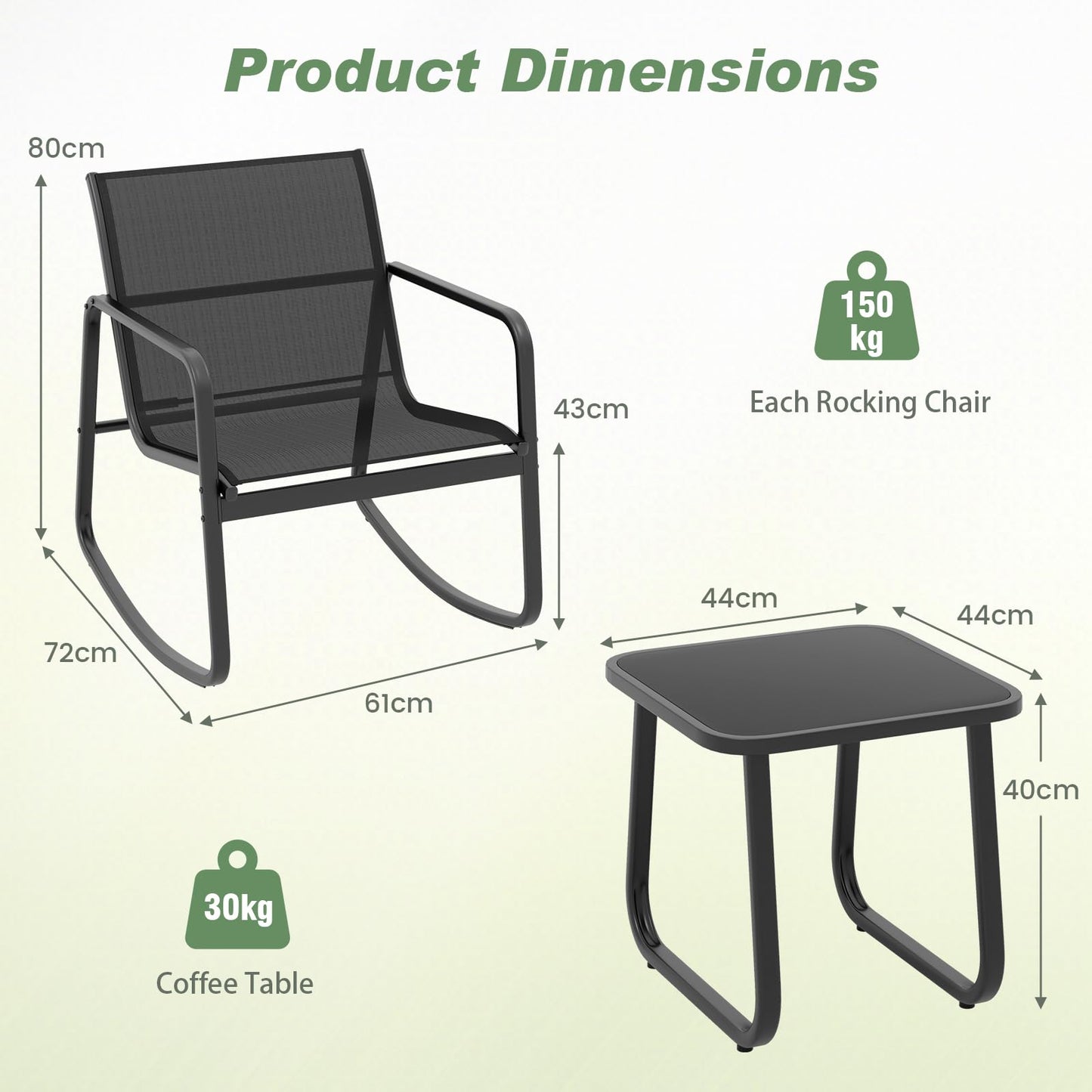 3-Piece Garden Furniture Set with Tempered Glass Table and Chairs