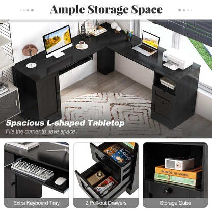 L-Shaped Computer Desk, 170cm Modern Large Corner Desk Writing Study Table
