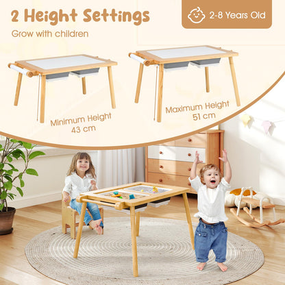 Sensory Table and Chair Set with Foldable Bins for Kids 2 to 8