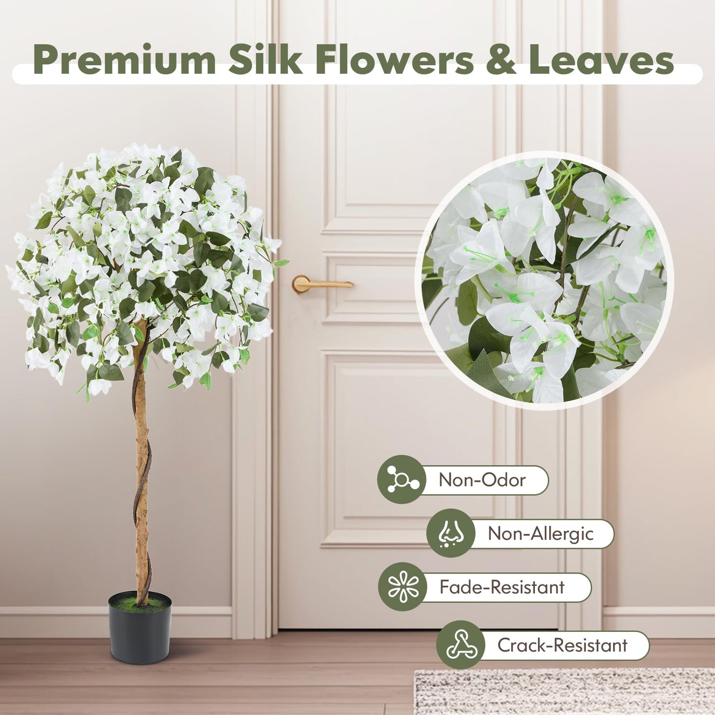 130cm Artificial Azalea Tree with 576 Flowers 288 Leaves and Wood Trunk