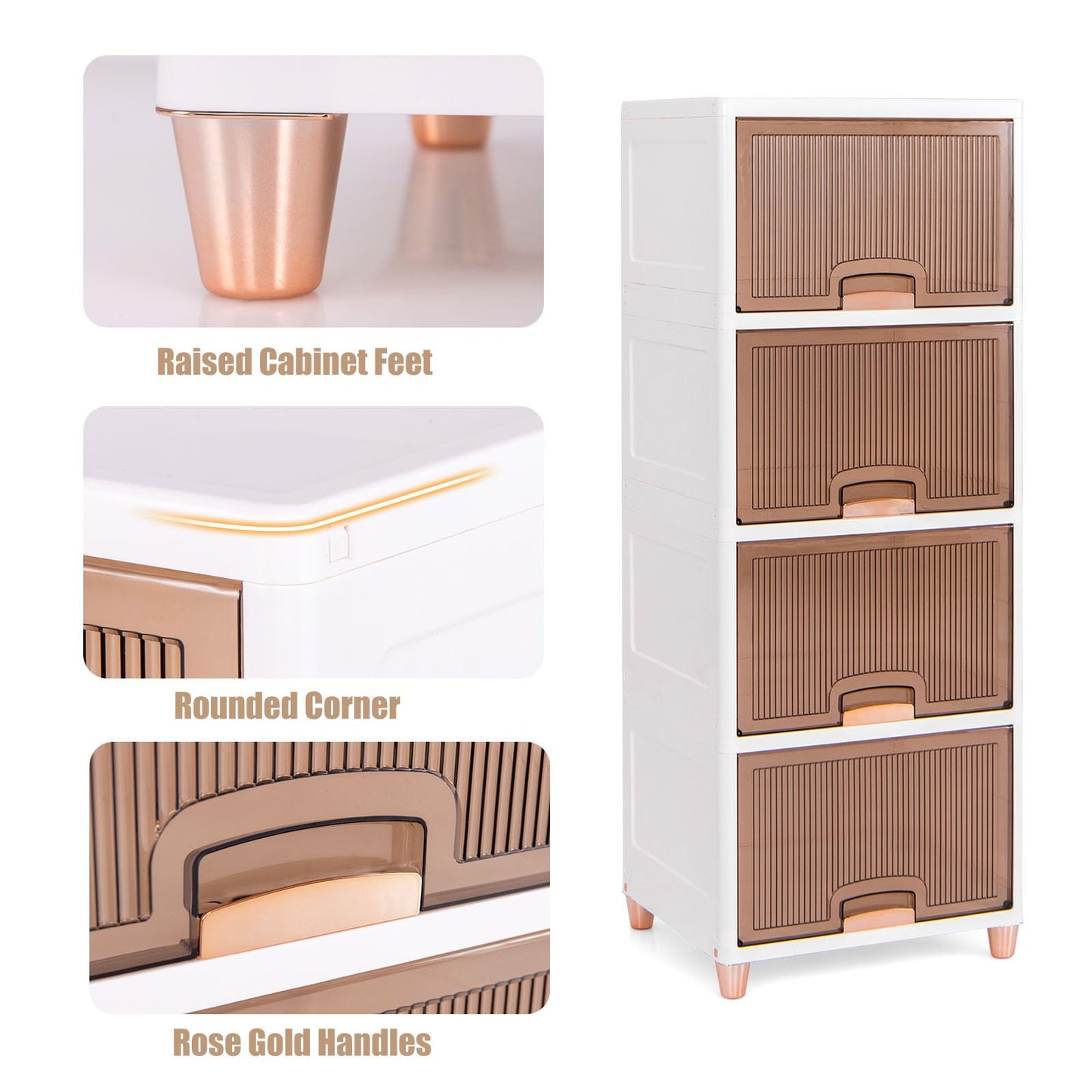 4-Tier Storage Bins Stackable Storage Containers with Magnetic Doors