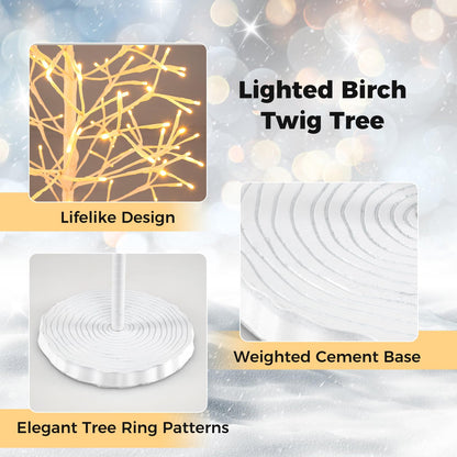 1.5/1.8m Lighted Birch Tree Twig Tree with 240 Warm White LED Lights