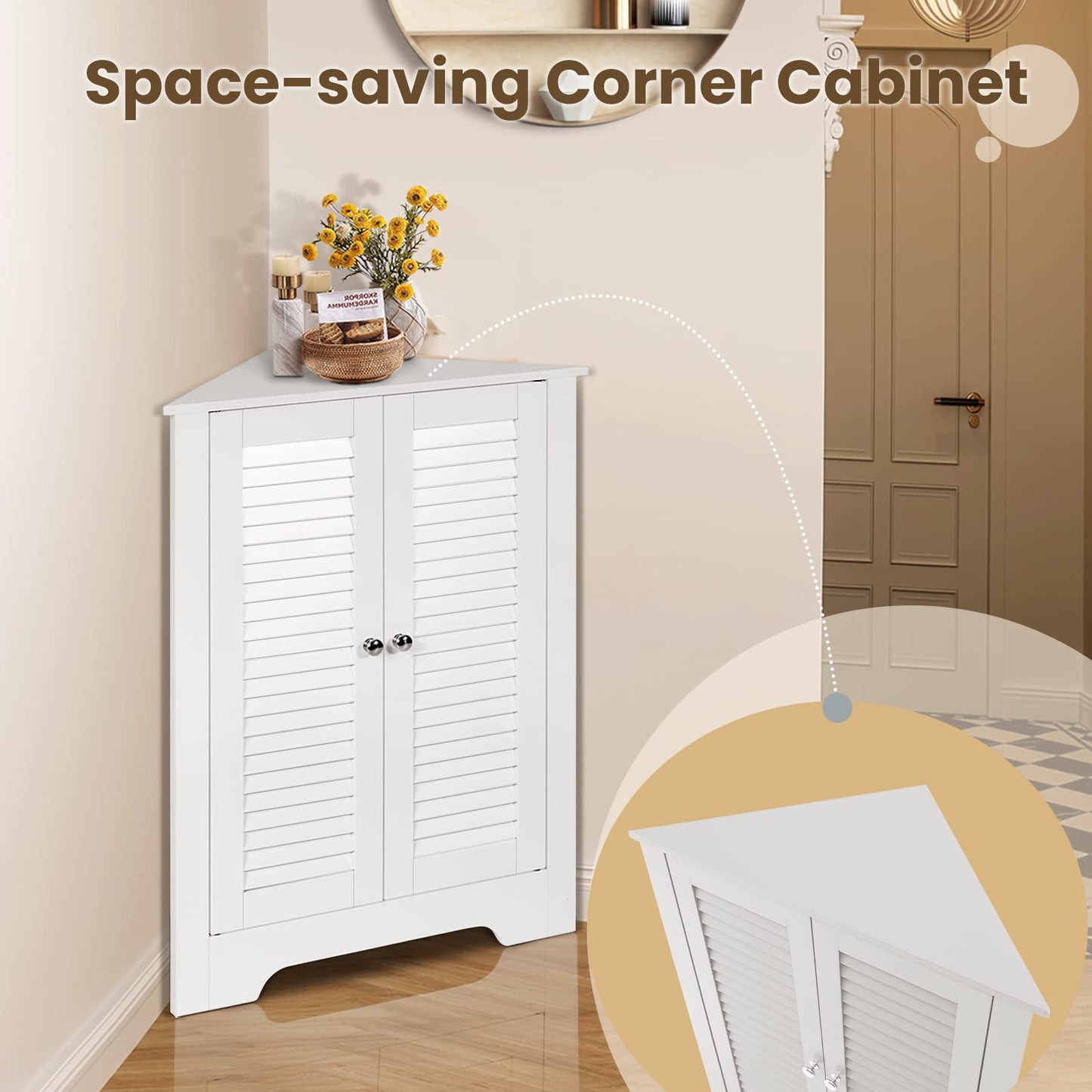 Triangle Bathroom Cabinet, Corner Bathroom Storage Unit Floor Cupboard
