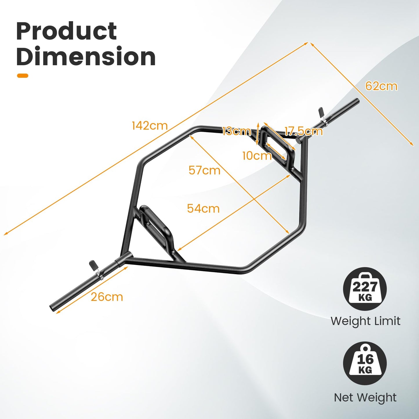 Olympic Hex Trap Bar with Flat or Raised Knurled Handles