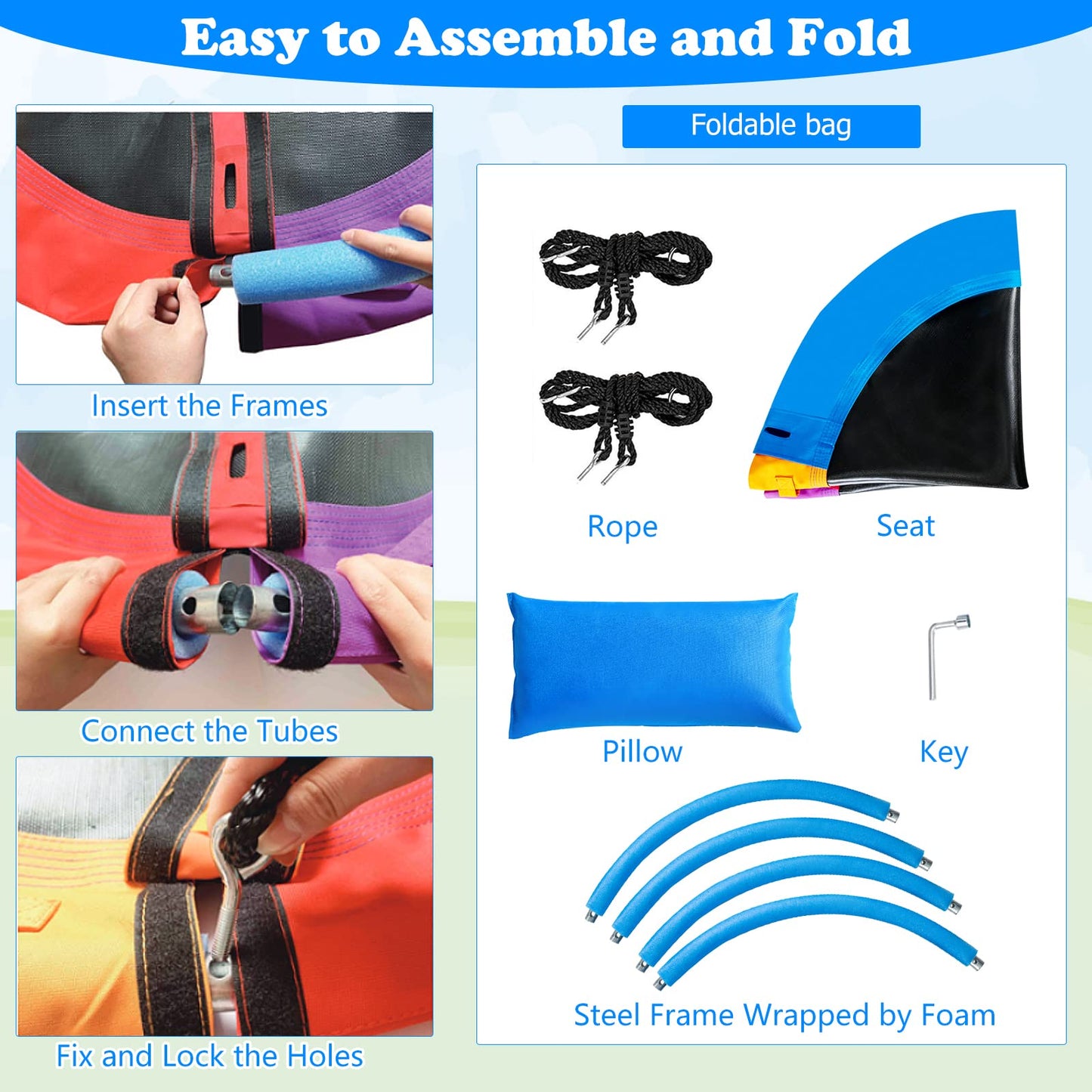 40" Saucer Tree Swing, Flying Nest Swing with Handle & Pillow