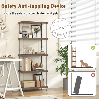 5-Tier Multipurpose Display Rack with Metal Frame for Living Room Home Office