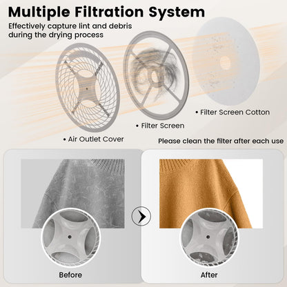 4kg Mini Vented Tumble Dryer, 800W Compact Laundry Dyer with 5 Drying Modes