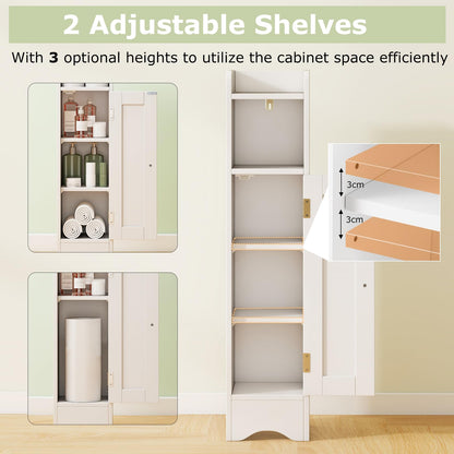 Small Bathroom Storage Cabinet with Door and Adjustable Shelves