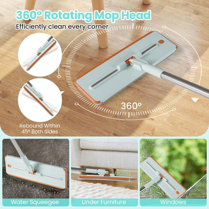 Mop and Bucket Set with Wringer 3-Tank Flat Floor Mop & Bucket System