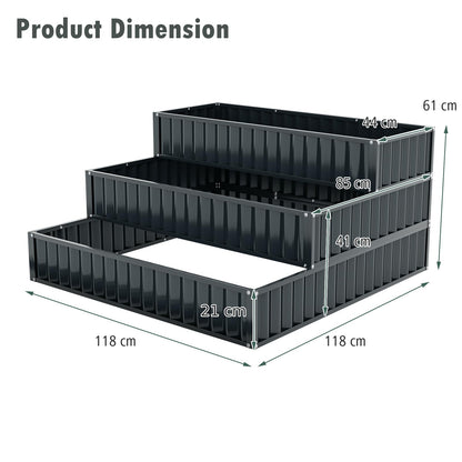 3-Tier Raised Garden Bed with Open ended Base for Vegetable Fruit Flower Herb