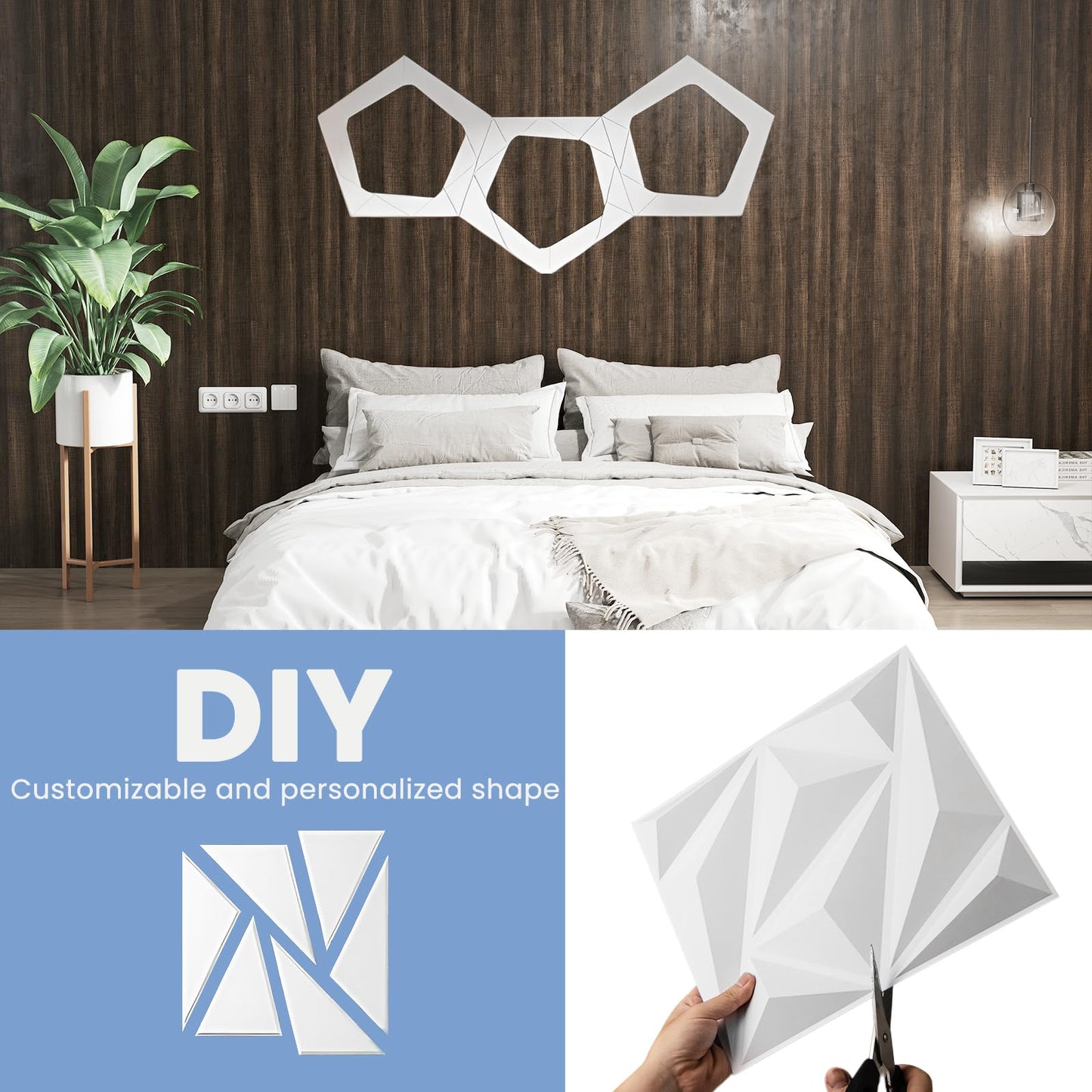 50-Pack 3D Wall Panel with Included Stickers