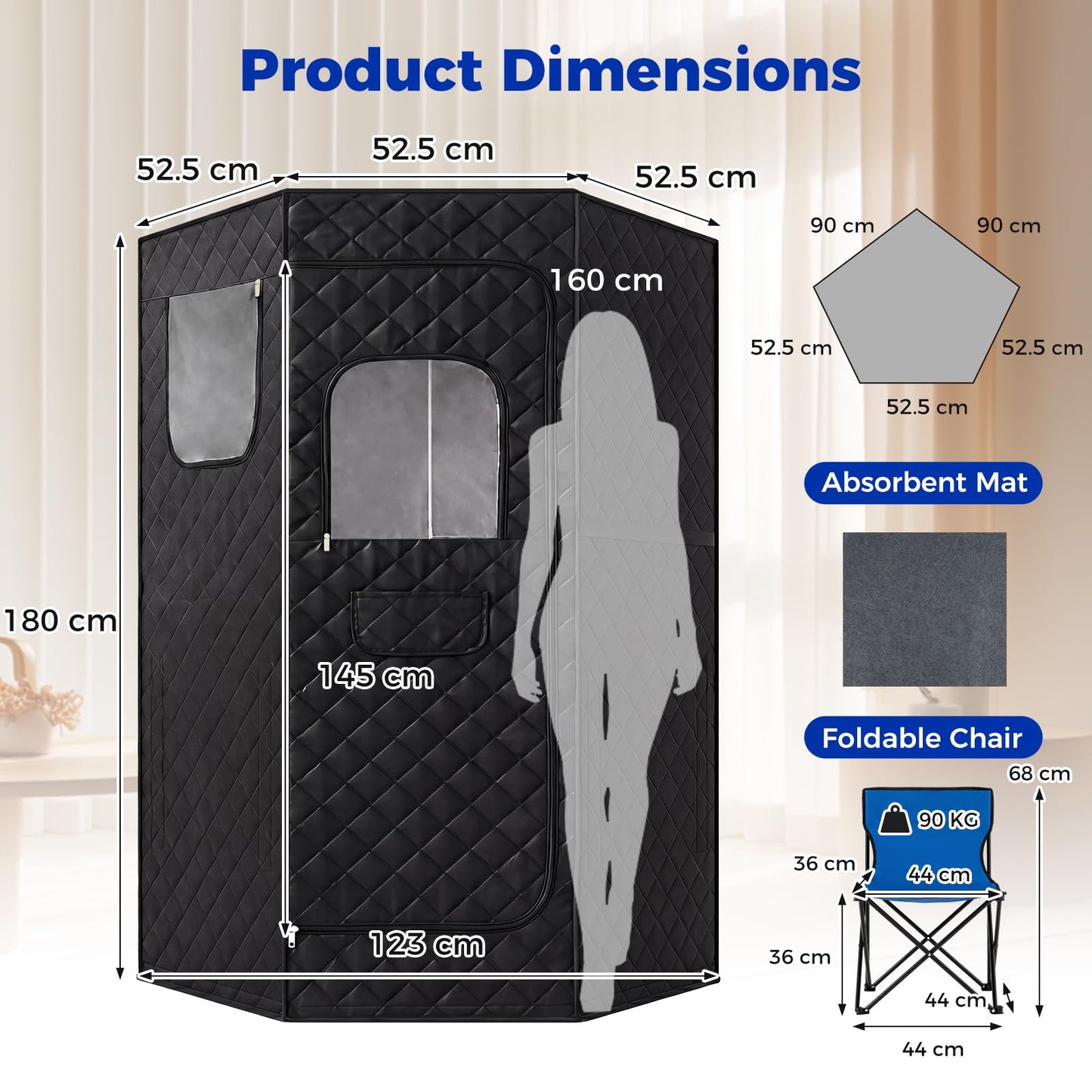 Portable Infrared Sauna Steam, Full Body Sauna Tent Steam Room with 3/4 Heaters