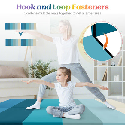 Gymnastics Mat Tri-Fold Thick Tumbling Mat with Hook and Loop Fasteners