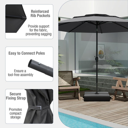 Heavy Duty 8 Ribs Patio Umbrella with Crank Handle and Tilt Function