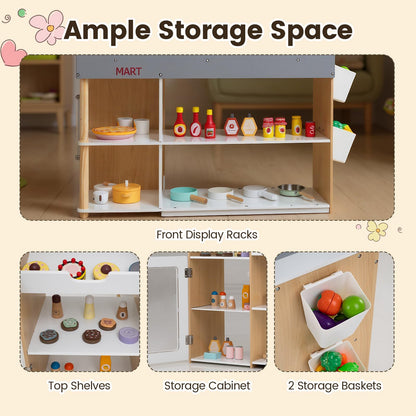 Pretend Play Shop, Kids Supermarket Playset with Shopping Cart