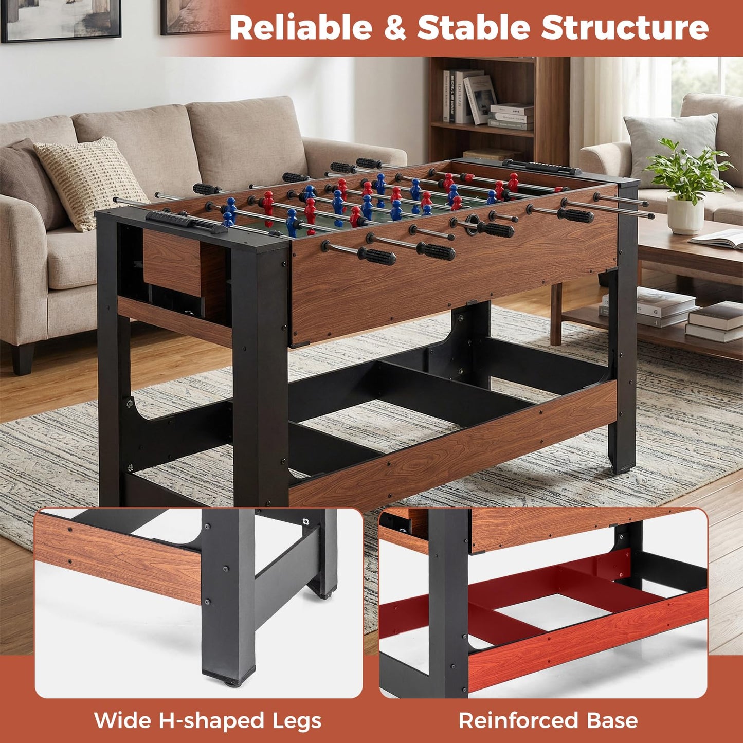 2 in 1 Multi Game Table, 138cm Swivel Football & Pool Combo Table with 2 Foosballs