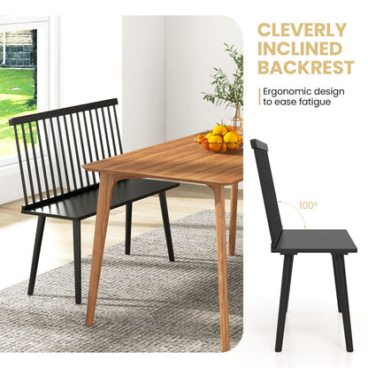 Dining Bench, Entryway Bench with Removable Spindle Back & Anti-slip Foot Pads