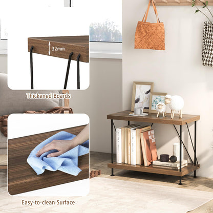 2-Tier Multipurpose Display Rack with Metal Frame for Living Room Home Office