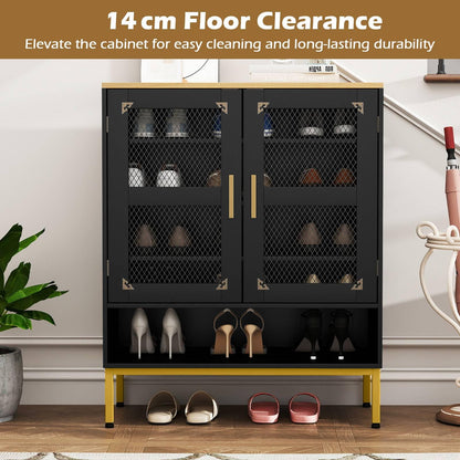 5-Tier Shoe Cabinet with Mesh Doors and Adjustable Shelves