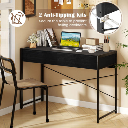 Computer Desk with 2 Drawers Vanity Table with Heavy-Duty Metal Frame