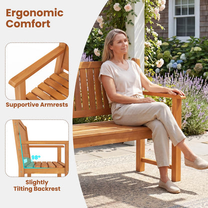 2/3-Person Garden Bench, All-Weather Wooden Patio Loveseat Park Bench Chair